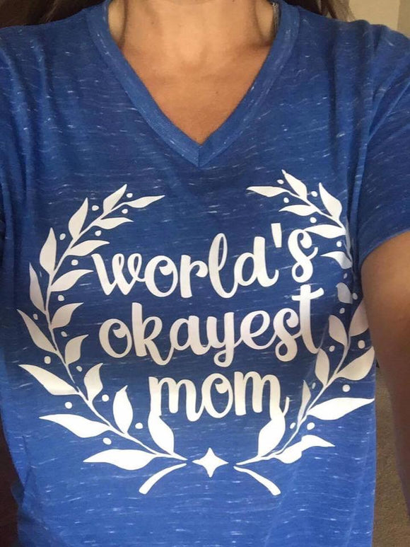 World’s Okayest Mom V-neck Tee
