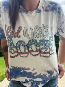 Red White & Booze Bleached Racerback Tank or Tee