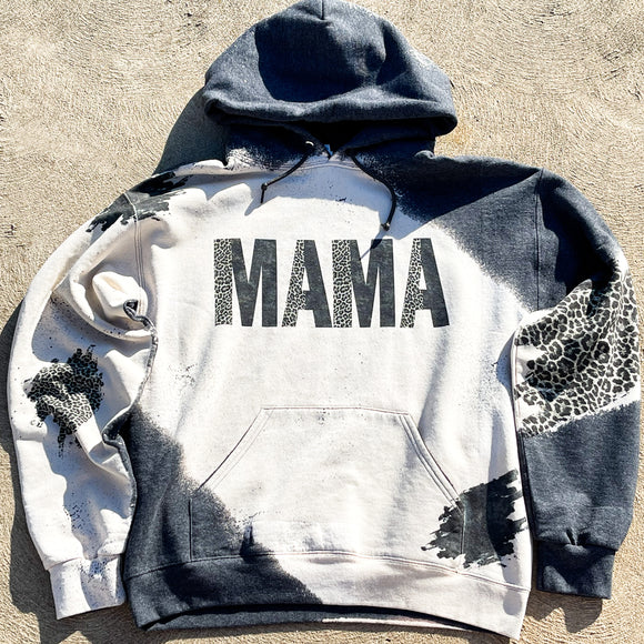 Leopard/Marble Mama Bleached Hoodie