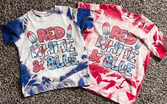 Red White & Blue Bleached Tee