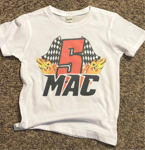 Race Cars Customized Birthday Shirt