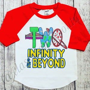 TWO infinity and beyond Birthday Shirt